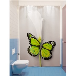 Фотоштора для ванной Каллы с бабочкой