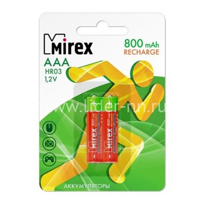 Аккумулятор Mirex LR03/2B  800mAh (AAA)
