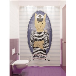 Фотоштора для ванной Кот моряк