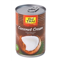 COCONUT CREAM, Real Thai (КОКОСОВЫЙ КРЕМ для готовки, Реал Тай), железная банка, 400 мл.