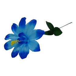 Цветок искусственный Гибискус 42см голубой+синий YL-12-1  (вып.по 10шт.)