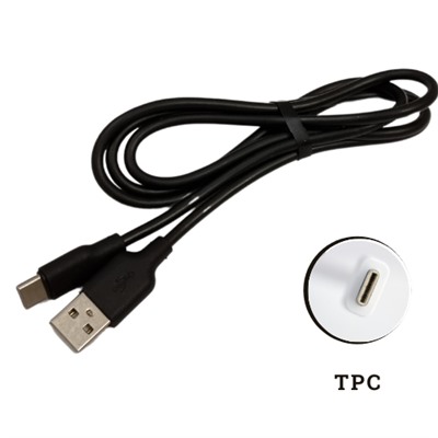 USB провод силиконовый для зарядки TPC, 1 метр, чёрный, 213722, арт.600.038