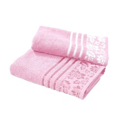 Набор махровых полотенец Атласная лента жаккард пастельно-розовый