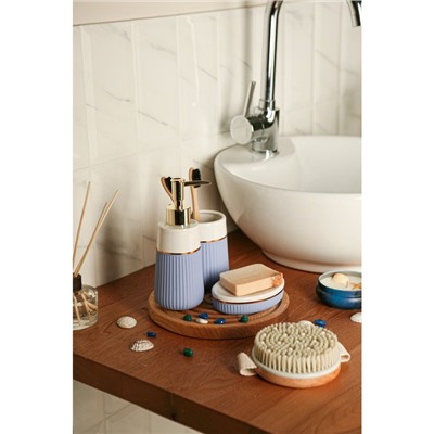 Набор аксессуаров для ванной комнаты SAVANNA Grace, 3 предмета (дозатор для мыла 290 мл, стакан, мыльница), цвет сиреневый,белый