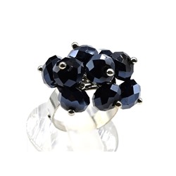 Кольцо с цирконами цв.сине-черный