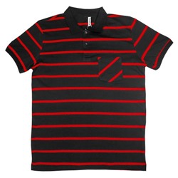 Рубашка-поло с карманом (Fayz-M), полоса, черно-красный