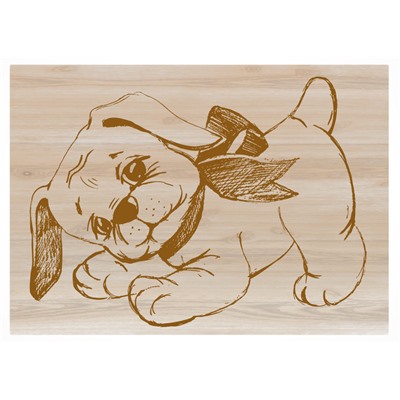 Доски с рисунком для выжигания по дереву «Совенок и щенок» (2 штуки)