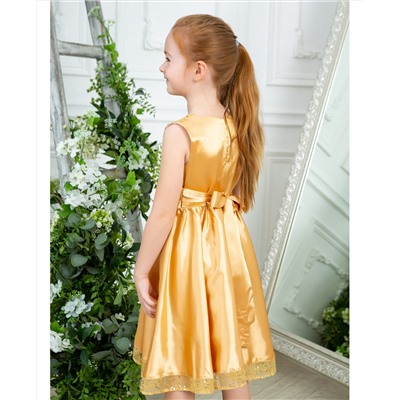 Золотое нарядное платье для девочки 82801-ДН19
