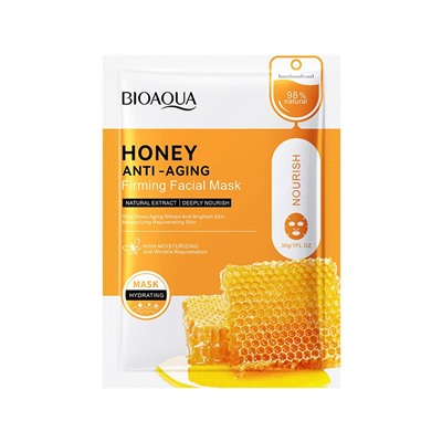 Увлажняющая тканевая маска для лица с мёдом BIOAQUA Honey Anti-Aging Facial Mask