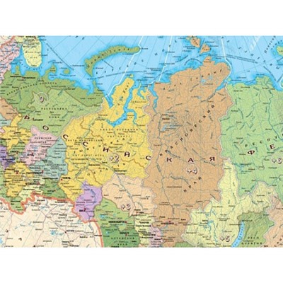 Настольная политико-административная карта Российской Федерации с Крымом односторонняя (14,5 млн) 58х41см.