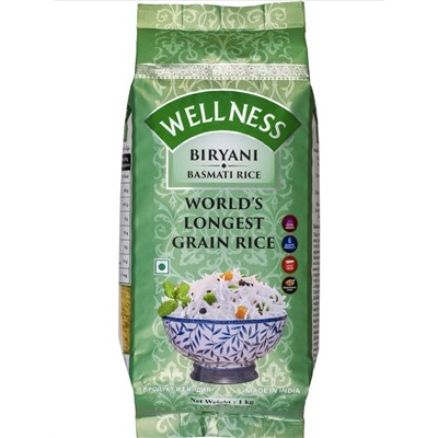 BIRYANI Basmati RICE, World's Longest Grain Rice, Bharat Bazaar (Бирьяни Рис, Басмати, Бхарат Базар), 1 кг.