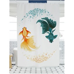 Фотоштора для ванной Золотые рыбки