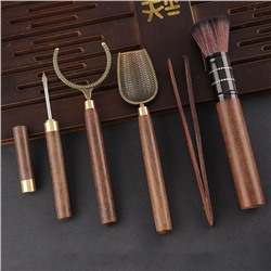 Набор инструментов для чайной церемонии: кисть, ухват, щипцы, нож, мерная лопатка