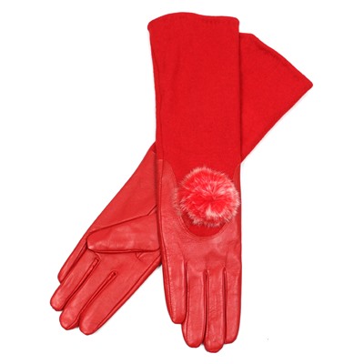 Длинные перчатки кашемир с натуральной кожей (размер 6)