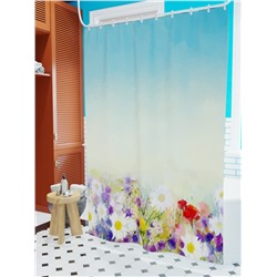 Фотоштора для ванной Живописные цветы