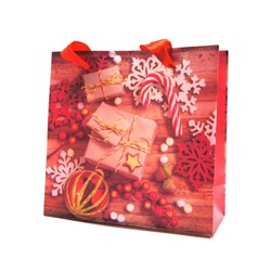 Пакет "Сумочка" п/подарок Новый год пластик 15*14,5см  Подарки, шары (выпис.по 12шт.)  UP-25