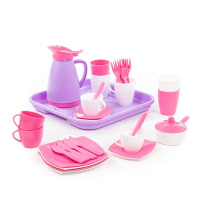 320902 Wader Набор детской посуды "Алиса" с подносом на 4 персоны (Pretty Pink)