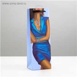 Пакет подарочный, под бутылку «Стильное платье», 10,5 х 36 см