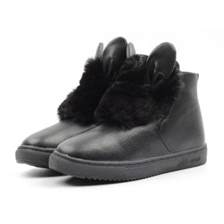 HW962-1 BLACK Ботинки зимние женские (искусственная кожа, искусственный мех) размер 36