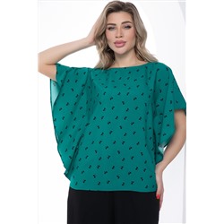 Блузка зелёная с тканевым поясом