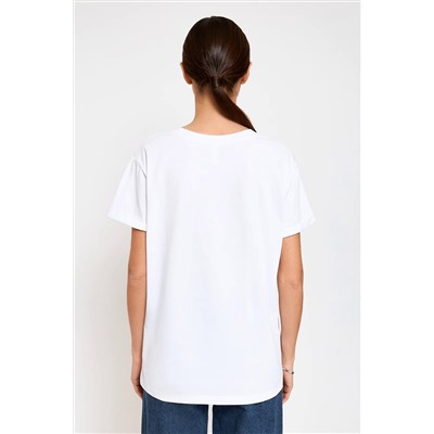 Белая футболка с печатью 10200510036