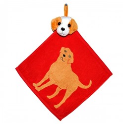 Полотенце с головой собаки, кухонное, махровое "Верный товарищ", цвет красный