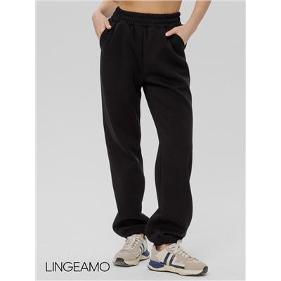 Женские брюки оверсайз из футера с начесом Lingeamo черные КБ-25 (14)