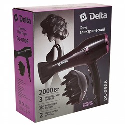 Фен электрический 2000 Вт с насадкой-диффузором DELTA DL-0908 черный