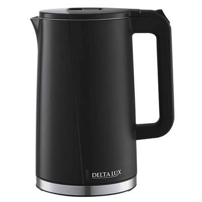 Чайник электрический 2200 Вт, 1,8 л DELTA LUX DE-1011, двойной корпус, черный