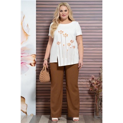 Alani Collection 1899 молочный+коричневый, Брюки,  Блуза