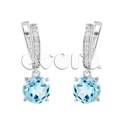 Серьги из серебра топаз, Хоста