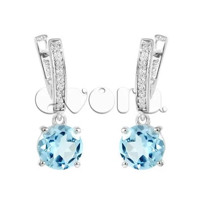 Серьги из серебра топаз, Хоста