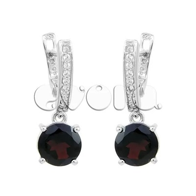 Серьги из серебра гранат, Хоста