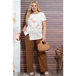 Alani Collection 1899 молочный+коричневый, Брюки,  Блуза
