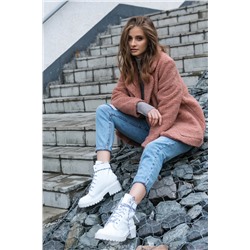 Пальто из искусственного меха светло-терракотовое