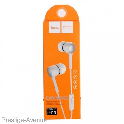 Наушники Hoco M19 Drumbeat Universal Earphone with mic (1.2 м) с микрофоном White Белые