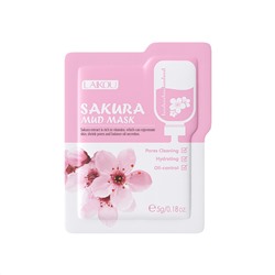 Маска для лица с экстрактом сакуры и каолином очищающая Laikou, саше 5 гр.