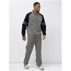 Спортивный костюм мужской демисезонный на флисе серого цвета 322Sr