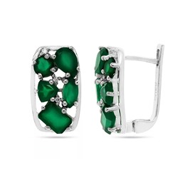 Серьги из серебра зеленый агат, Кайла