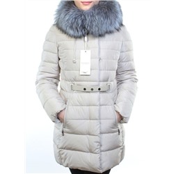 8158 Пальто зимнее женское (холлофайбер, натуральный мех чернобурки) размер M - 44 российский