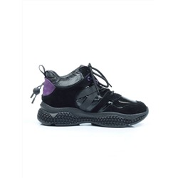 CSJ33-2 VIOLET/BLACK Ботинки спортивные демисезонные женские (натуральная замша, байка) размер 36