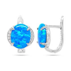 Серьги из серебра опал синий, МОВ0299