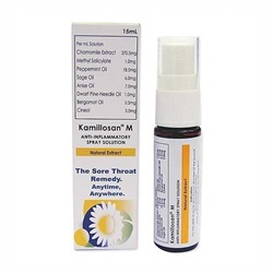 Противовоспалительный натуральный антибактериальный спрей для горла с ромашкой Kamillosan M, 15 мл. Таиланд