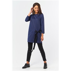 Туника трикотажная прямая для офиса темно-синяя