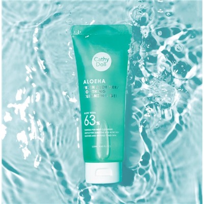 ALOEHA 63% Aloe Vera, Fresh Aloe Vera Soothing Cleansing Gel, Cathy Doll (Успокаивающий очищающий гель для умывания АЛОЭ (Алое) ВЕРА, Кэти Долл), 120 мл. - СРОК ГОДНОСТИ ДО 9 АВГУСТА 2024 ГОДА