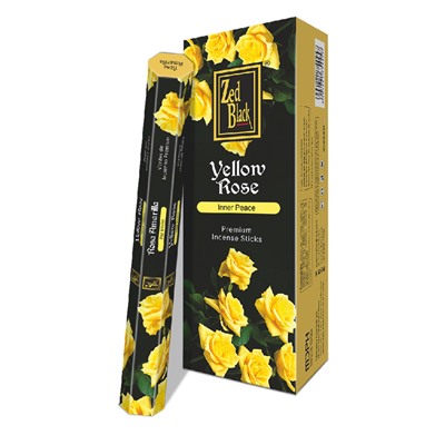 YELLOW ROSE Premium Incense Sticks, Zed Black (ЖЁЛТАЯ РОЗА премиум благовония палочки, Зед Блэк), уп. 20 палочек.