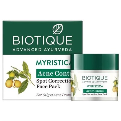 MYRISTICA Acne Control, Spot Correction Face Pack, Biotique (МУСКАТНИК Маска для лица против акне, для жирной и склонной к акне кожи, Биотик), 20 г.