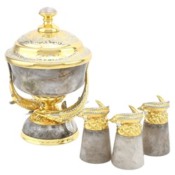 Икорница из дымчатого кварца со стопками "Осетровые"
