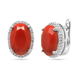 Серьги из серебра коралл, МЦВ83