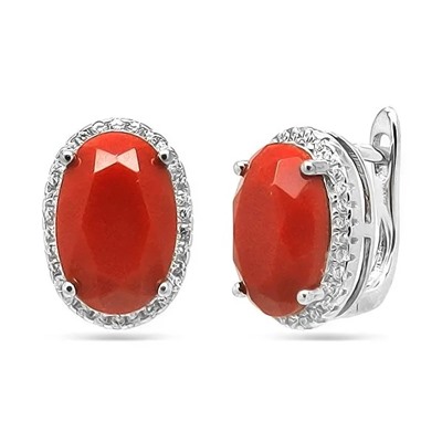 Серьги из серебра коралл, МЦВ83